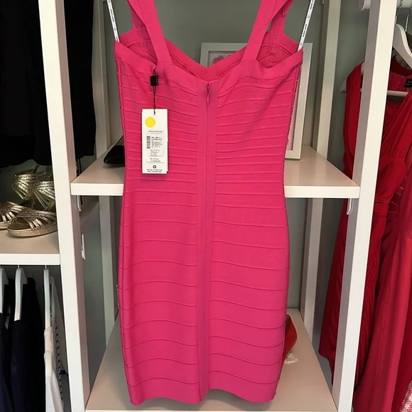 Herve Leger Paris - Sweetheart Hot Pink Bandage Dress - Picture 4 of 5